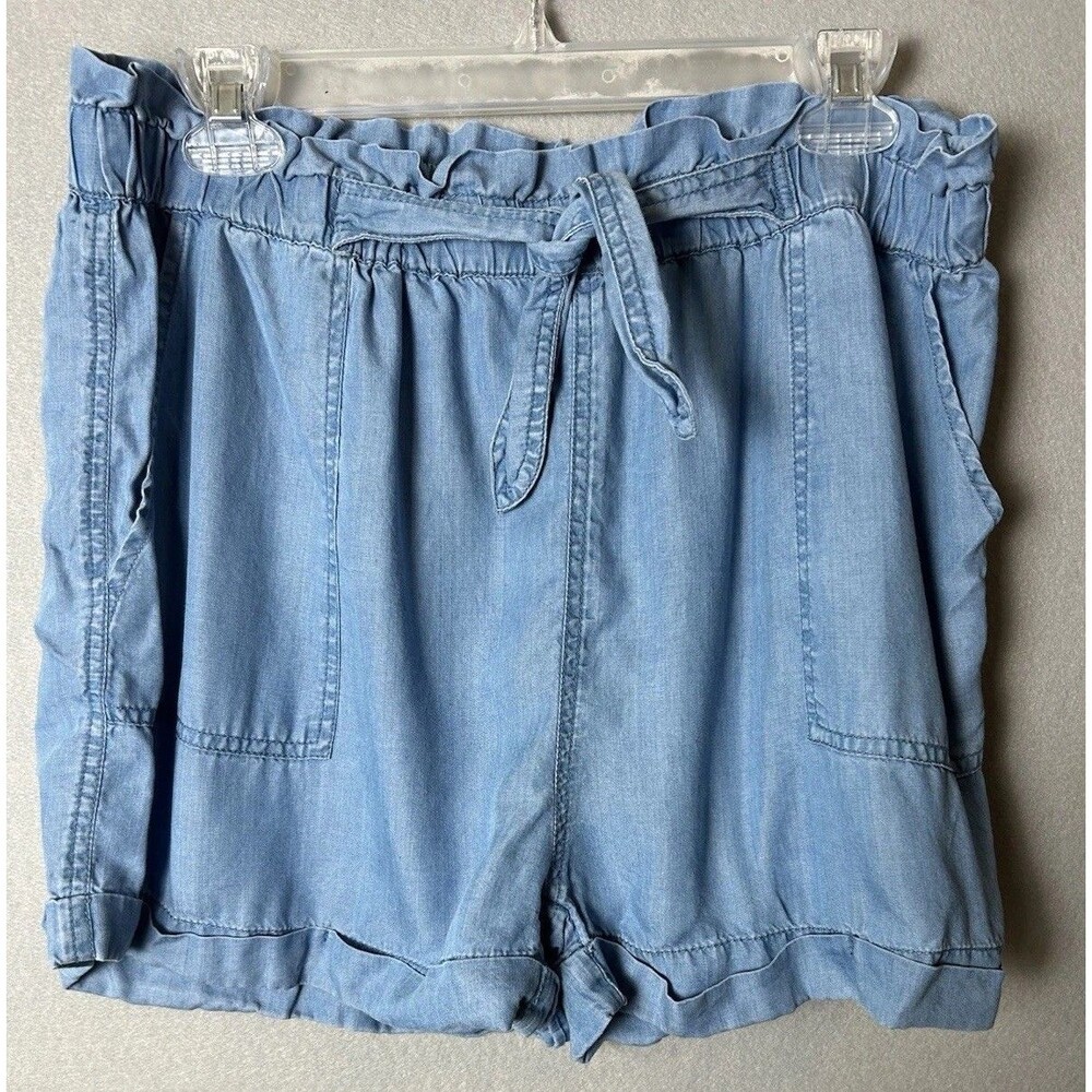 Molly Bracken Blue Paper bag PullOn Front Tie Lightweight Shorts XL Beach Summer
